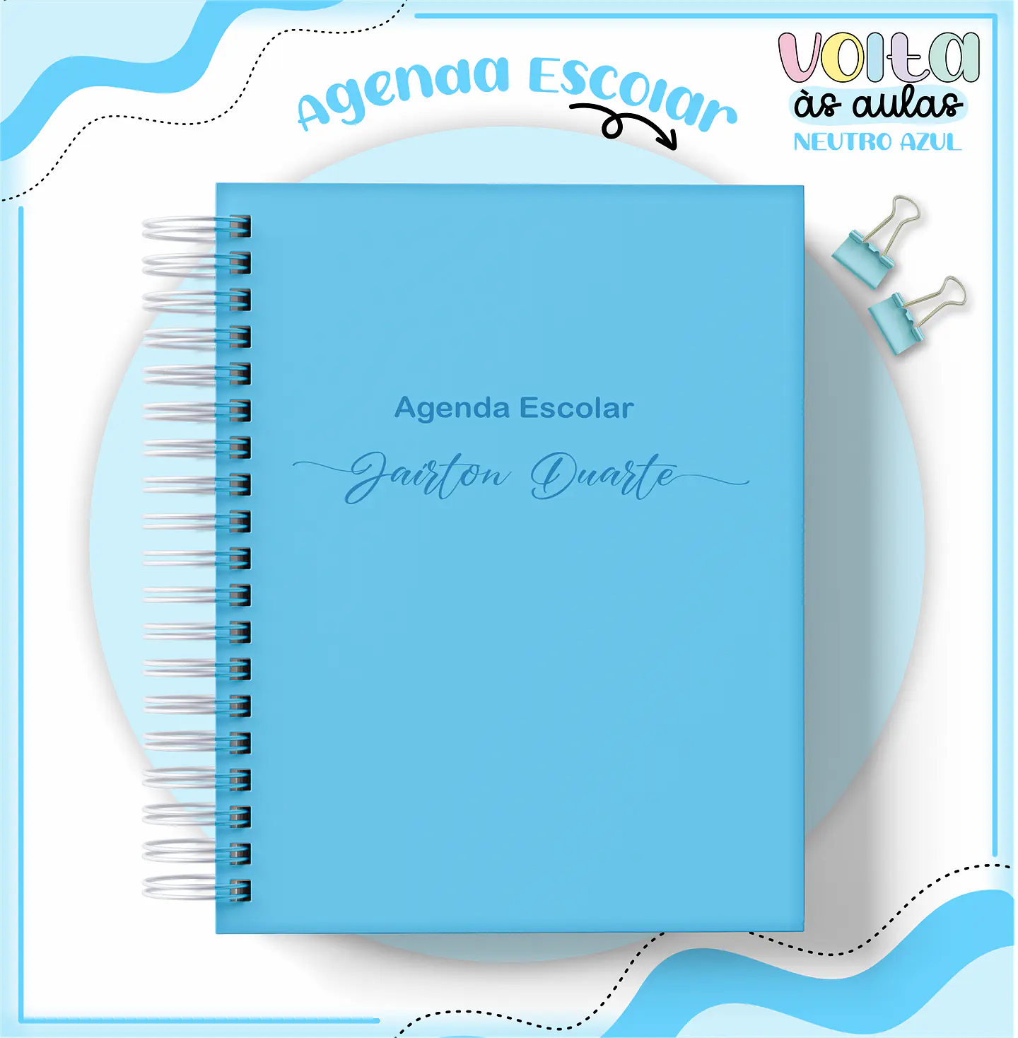 ARQUIVO ENCADERNAÇÃO KIT ESCOLAR NEUTRO AZUL - LINA CRIATIVA 13