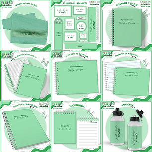 ARQUIVO ENCADERNAÇÃO KIT ESCOLAR NEUTRO VERDE - LINA CRIATIVA
