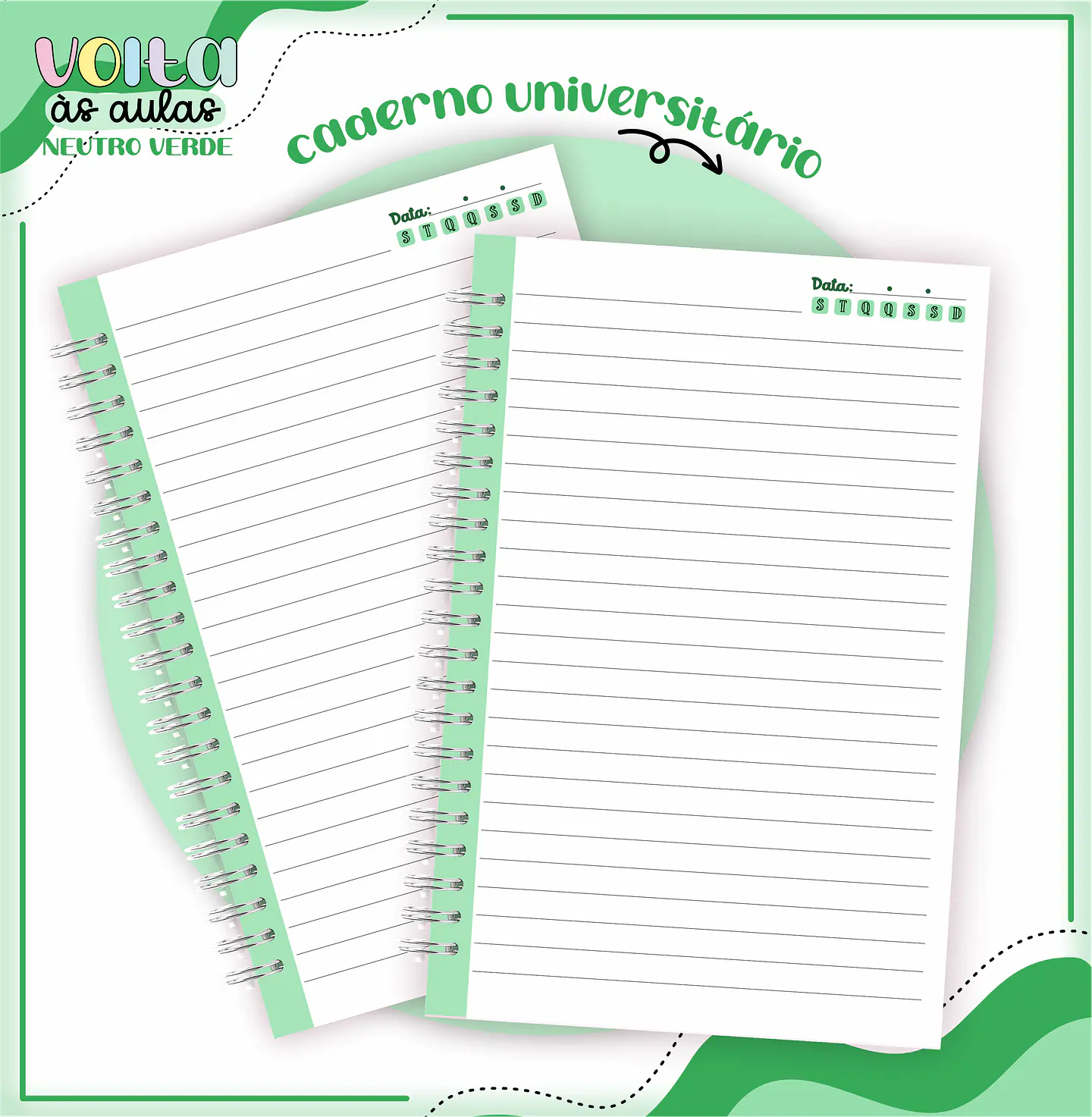 ARQUIVO ENCADERNAÇÃO KIT ESCOLAR NEUTRO VERDE - LINA CRIATIVA 2