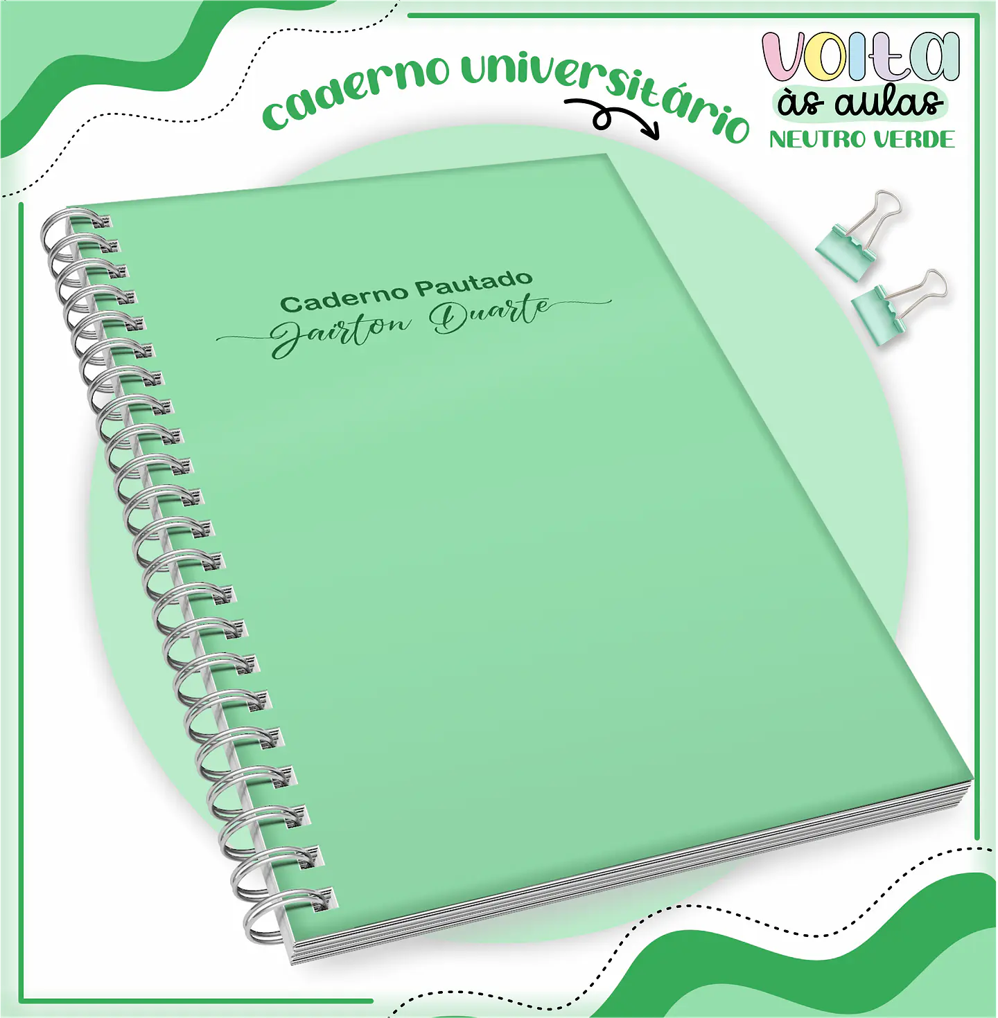 ARQUIVO ENCADERNAÇÃO KIT ESCOLAR NEUTRO VERDE - LINA CRIATIVA 3