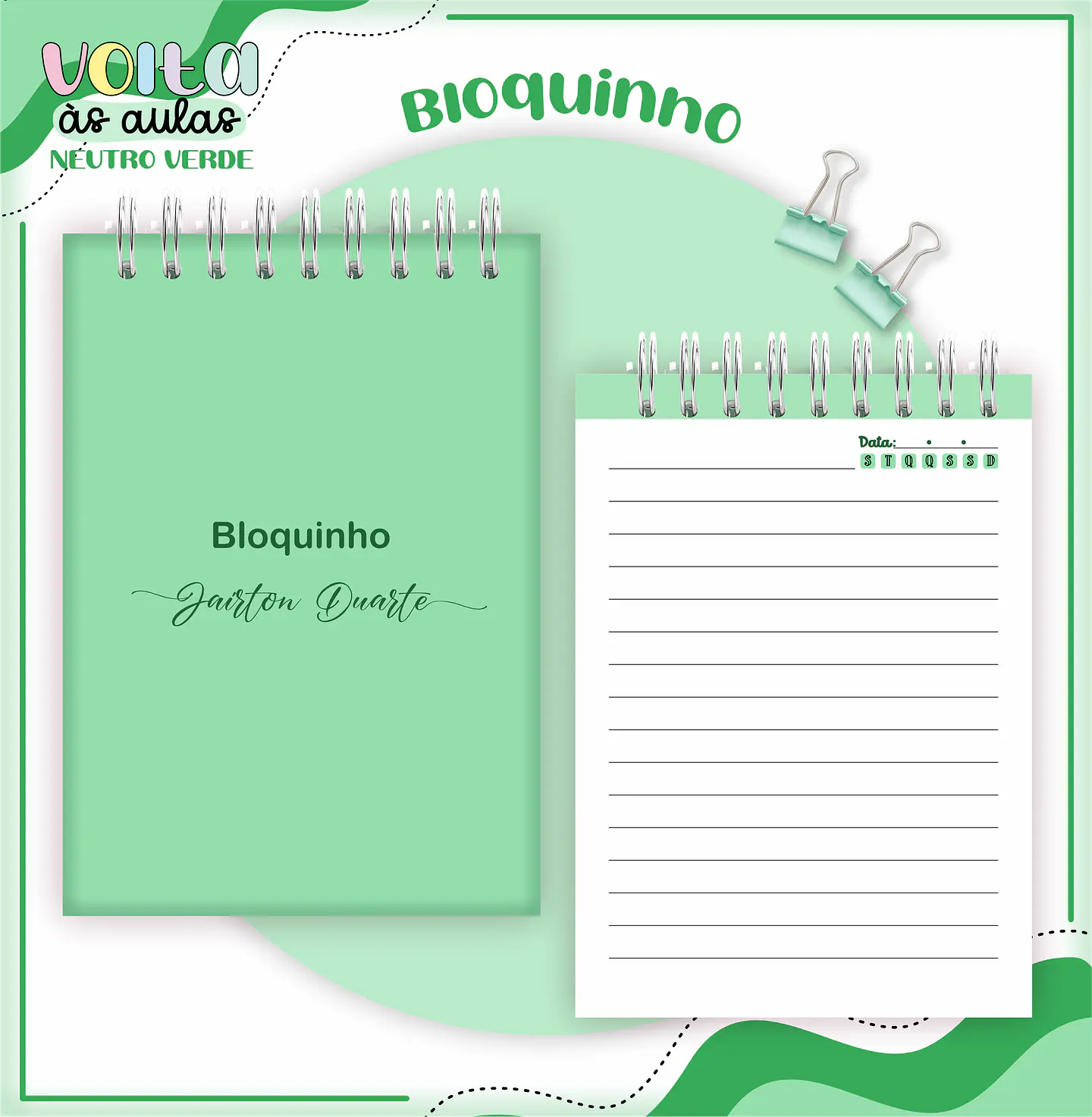 ARQUIVO ENCADERNAÇÃO KIT ESCOLAR NEUTRO VERDE - LINA CRIATIVA 4