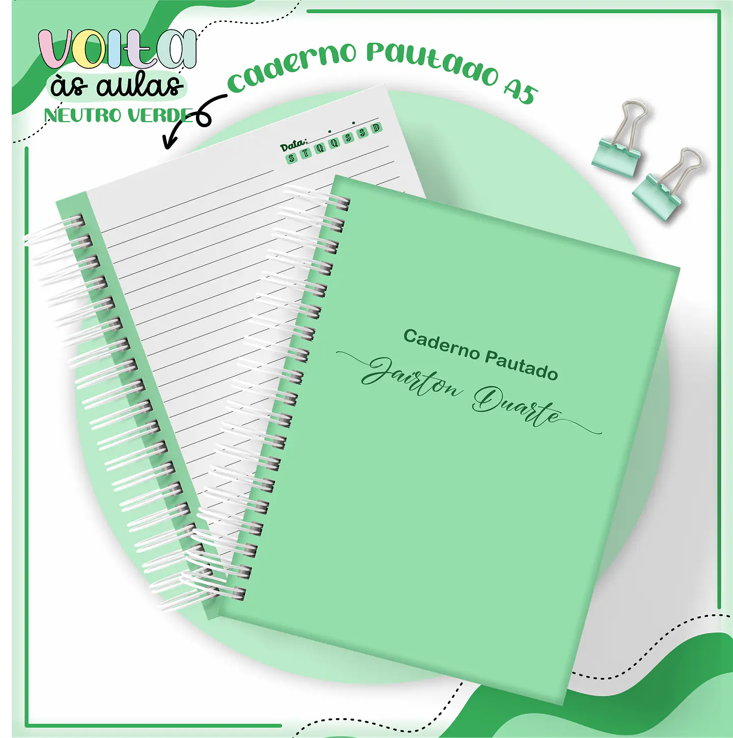 ARQUIVO ENCADERNAÇÃO KIT ESCOLAR NEUTRO VERDE - LINA CRIATIVA 10