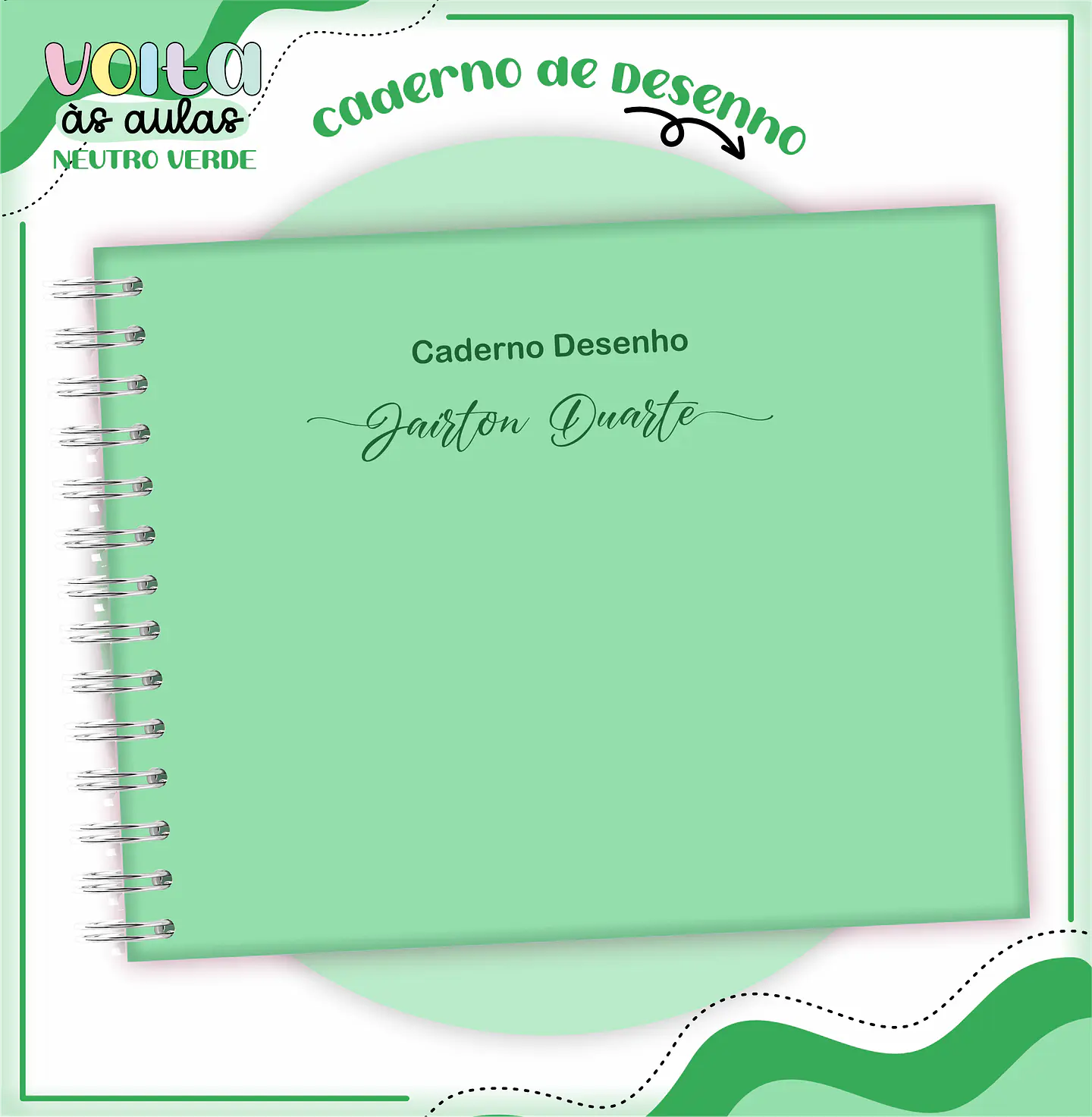 ARQUIVO ENCADERNAÇÃO KIT ESCOLAR NEUTRO VERDE - LINA CRIATIVA 12