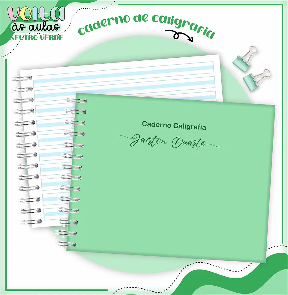 ARQUIVO ENCADERNAÇÃO KIT ESCOLAR NEUTRO VERDE - LINA CRIATIVA 13