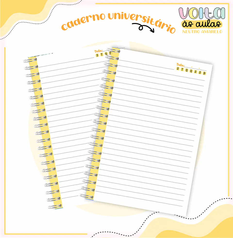 ARQUIVO ENCADERNAÇÃO KIT ESCOLAR NEUTRO AMARELO - LINA CRIATIVA 6