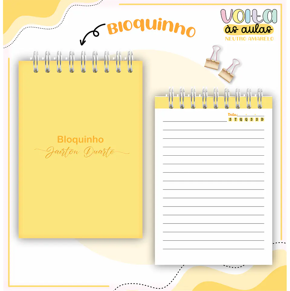ARQUIVO ENCADERNAÇÃO KIT ESCOLAR NEUTRO AMARELO - LINA CRIATIVA 8