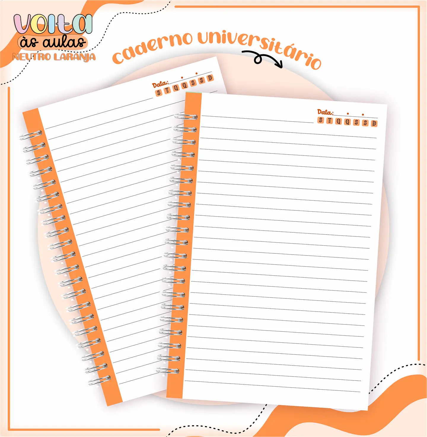 ARQUIVO ENCADERNAÇÃO KIT ESCOLAR NEUTRO LARANJA - LINA CRIATIVA 3