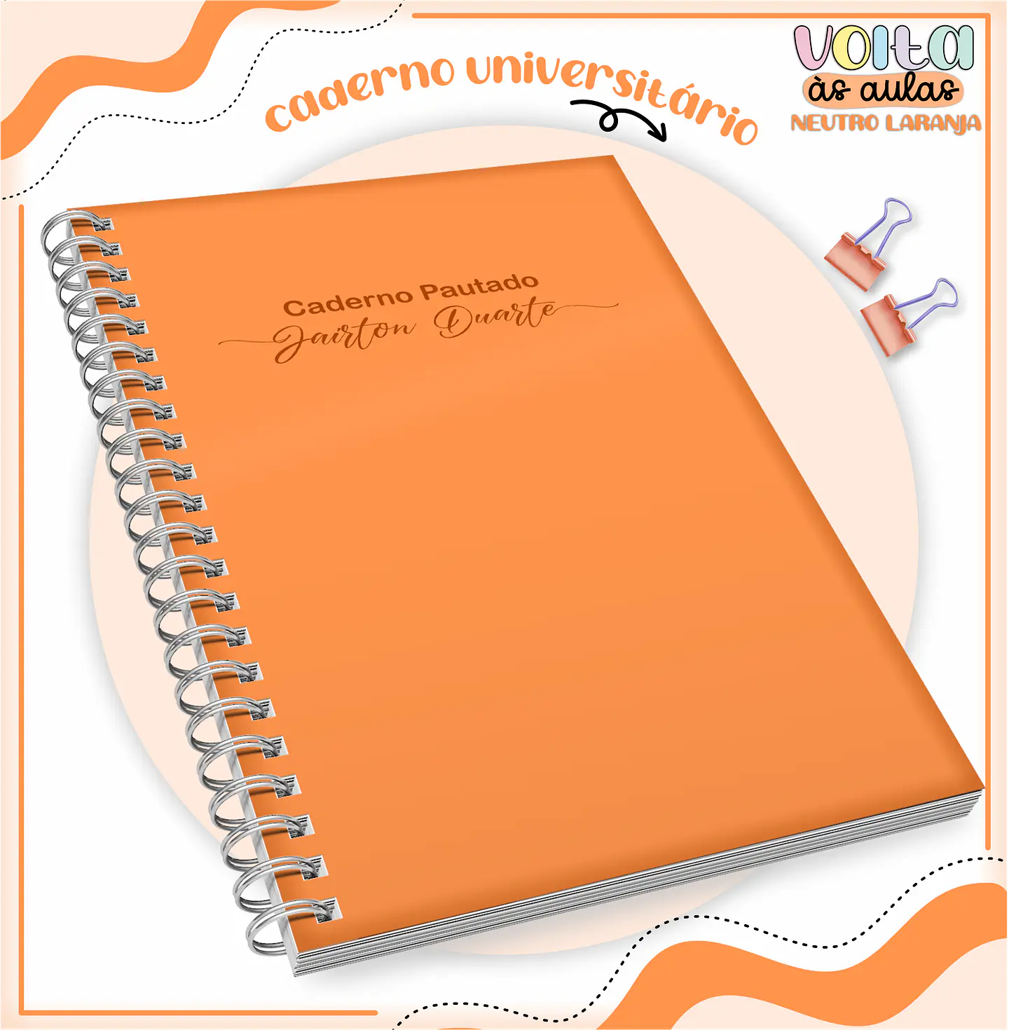 ARQUIVO ENCADERNAÇÃO KIT ESCOLAR NEUTRO LARANJA - LINA CRIATIVA 4