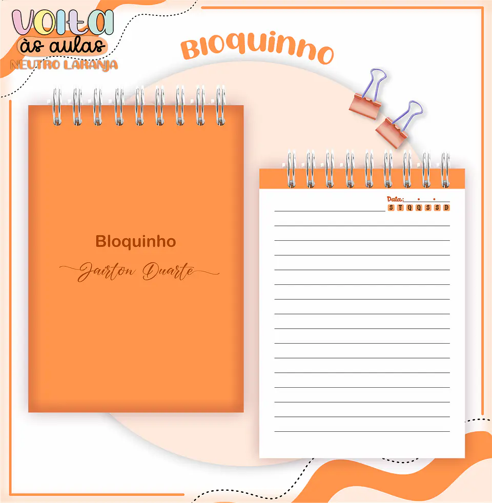 ARQUIVO ENCADERNAÇÃO KIT ESCOLAR NEUTRO LARANJA - LINA CRIATIVA 5