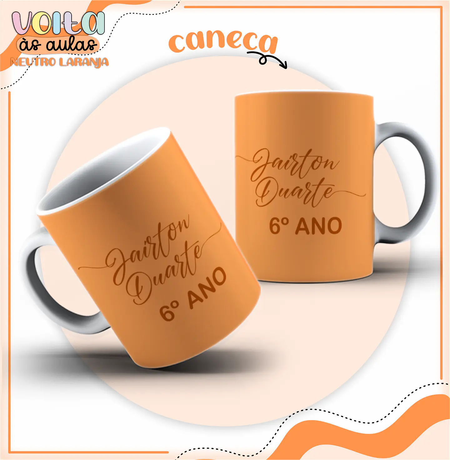 ARQUIVO ENCADERNAÇÃO KIT ESCOLAR NEUTRO LARANJA - LINA CRIATIVA 7