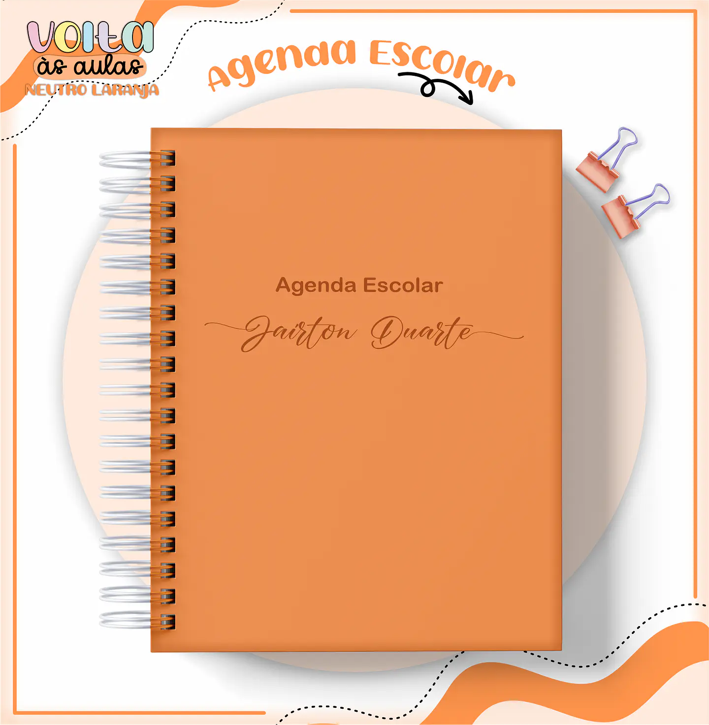 ARQUIVO ENCADERNAÇÃO KIT ESCOLAR NEUTRO LARANJA - LINA CRIATIVA 10