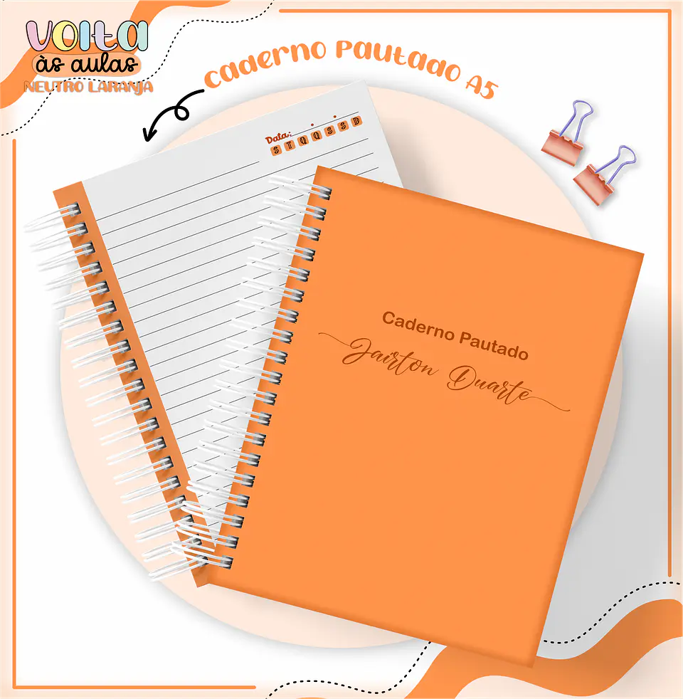 ARQUIVO ENCADERNAÇÃO KIT ESCOLAR NEUTRO LARANJA - LINA CRIATIVA 11