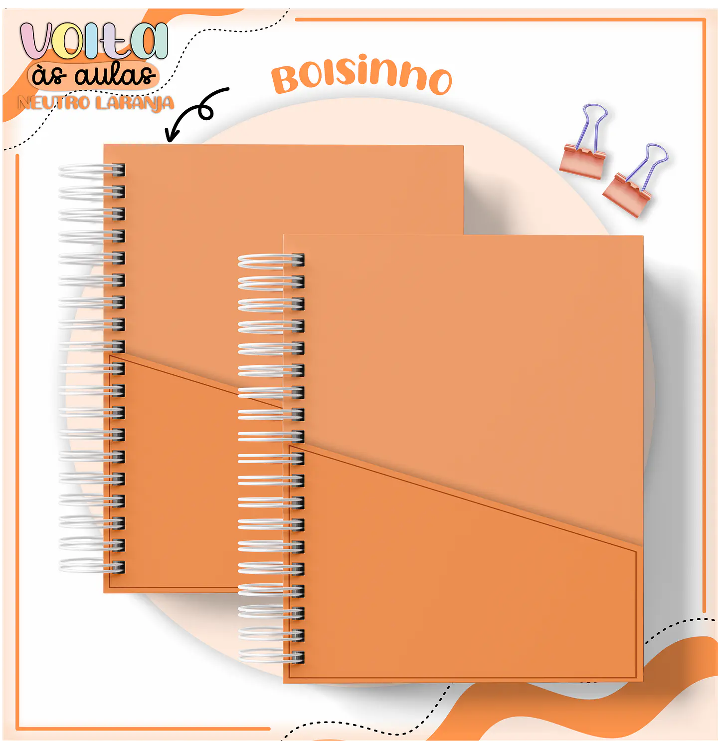 ARQUIVO ENCADERNAÇÃO KIT ESCOLAR NEUTRO LARANJA - LINA CRIATIVA 12