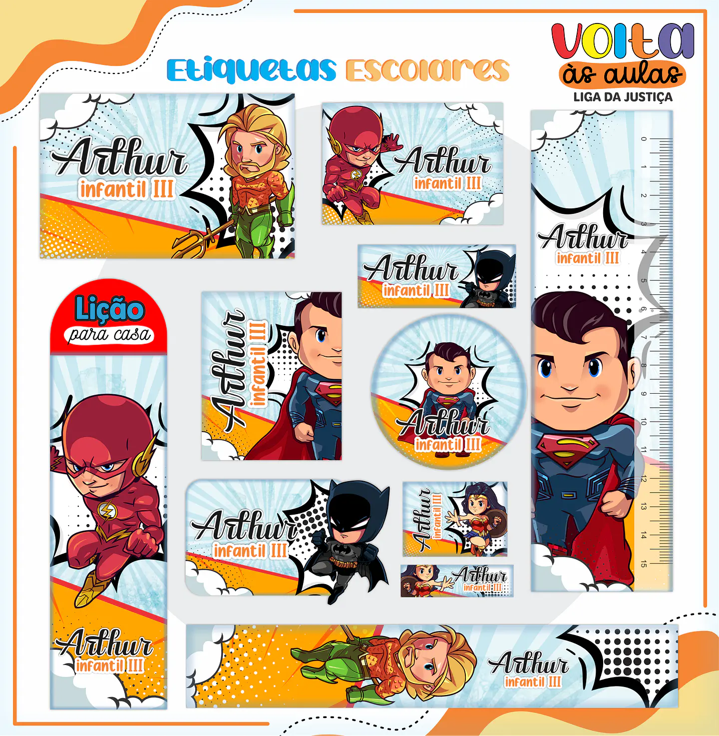 ARQUIVO ENCADERNAÇÃO KIT ESCOLAR LIGA DA JUSTIÇA - LINA CRIATIVA 3