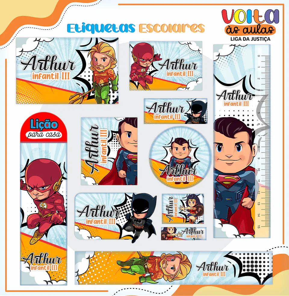 ARQUIVO ENCADERNAÇÃO KIT ESCOLAR LIGA DA JUSTIÇA - LINA CRIATIVA 3
