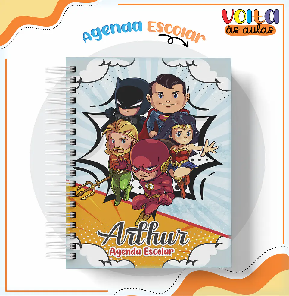ARQUIVO ENCADERNAÇÃO KIT ESCOLAR LIGA DA JUSTIÇA - LINA CRIATIVA 4