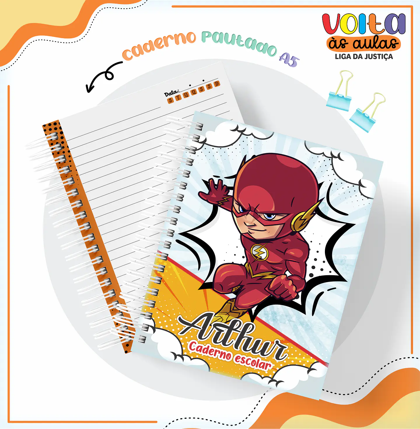 ARQUIVO ENCADERNAÇÃO KIT ESCOLAR LIGA DA JUSTIÇA - LINA CRIATIVA 5
