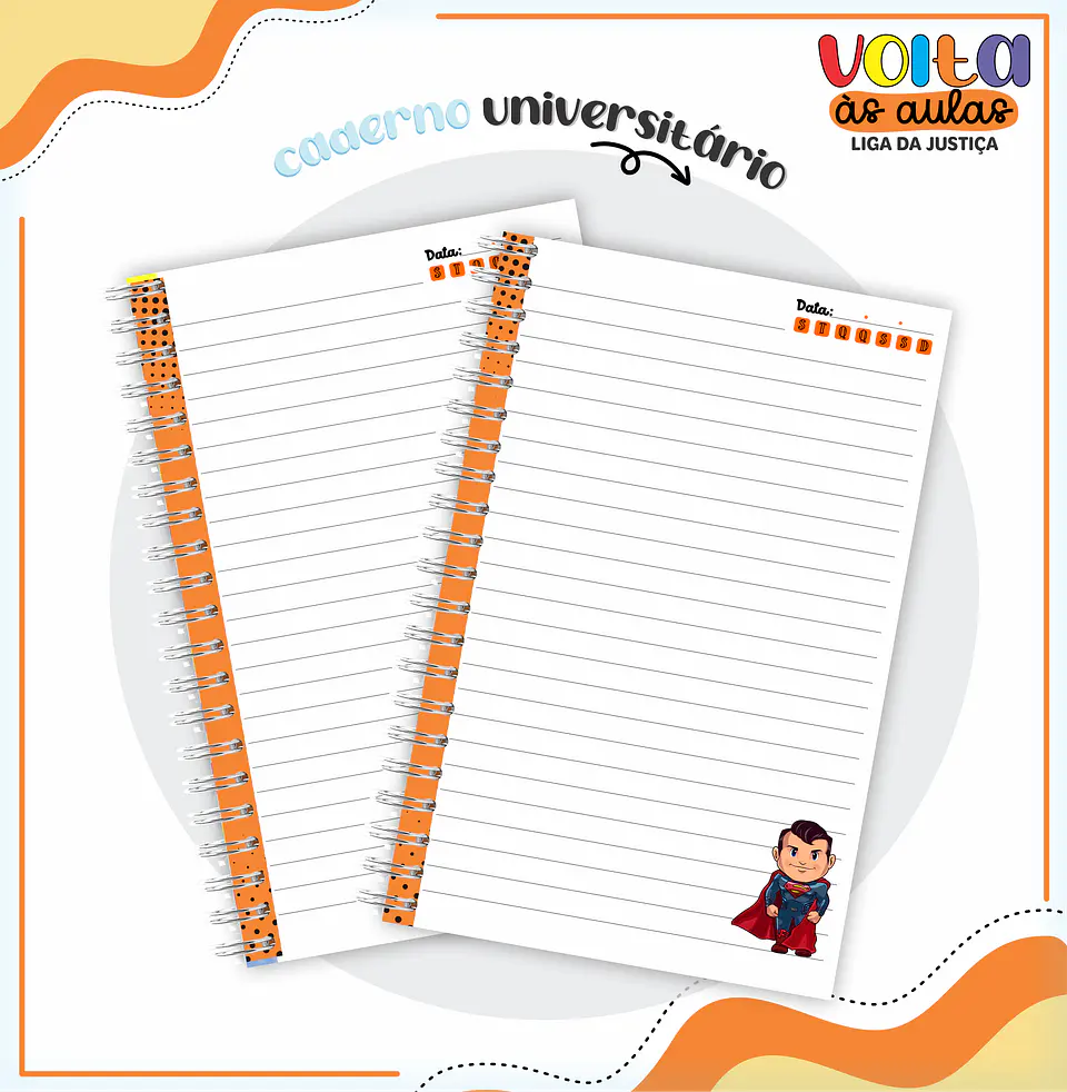 ARQUIVO ENCADERNAÇÃO KIT ESCOLAR LIGA DA JUSTIÇA - LINA CRIATIVA 9
