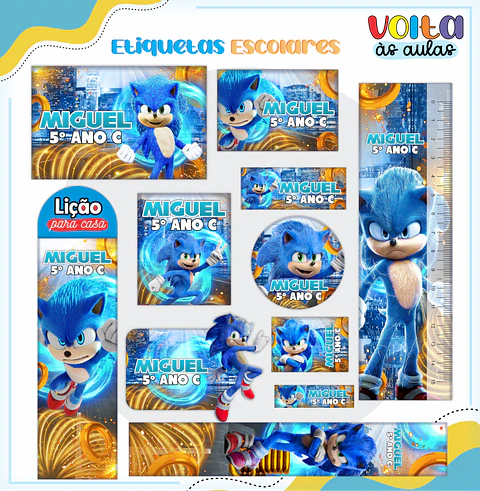 ARQUIVO ETIQUETA ESCOLAR SONIC - LINA