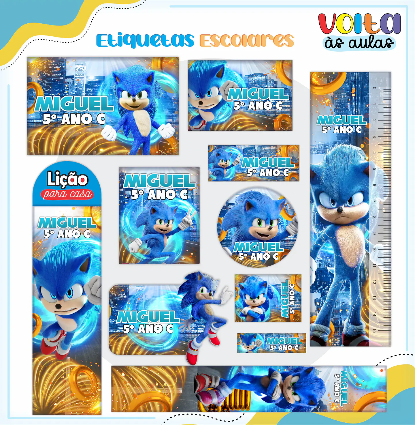 ARQUIVO ETIQUETA ESCOLAR SONIC - LINA 1