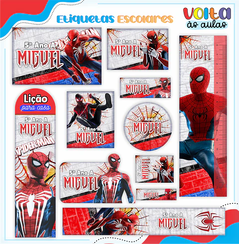 ARQUIVO ETIQUETA ESCOLAR HOMEM ARANHA - LINA