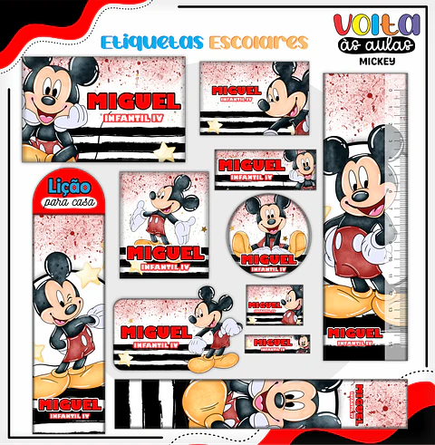 ARQUIVO ETIQUETA ESCOLAR MICKEY - LINA