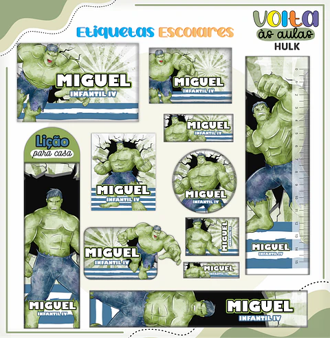 ARQUIVO ETIQUETA ESCOLAR HULK - LINA