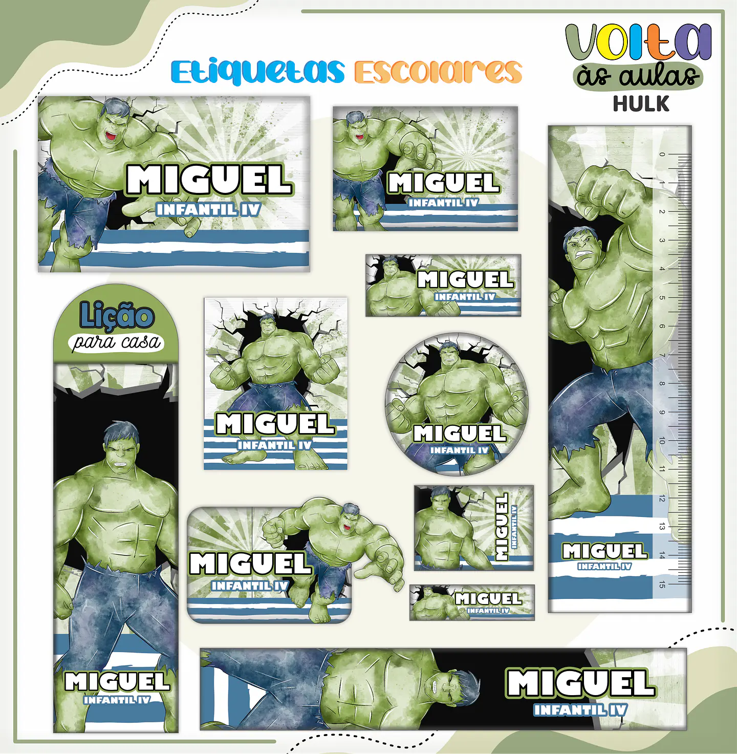 ARQUIVO ETIQUETA ESCOLAR HULK - LINA 1