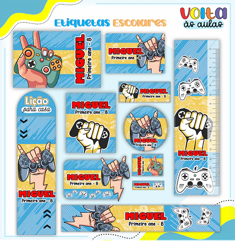 ARQUIVO ETIQUETA ESCOLAR VIDEO GAME - LINA