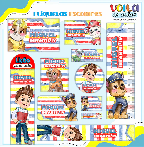ARQUIVO ETIQUETA ESCOLAR PATRULHA CANINA - LINA