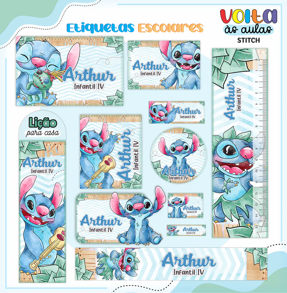 ARQUIVO ETIQUETA ESCOLAR STITCH - LINA 1