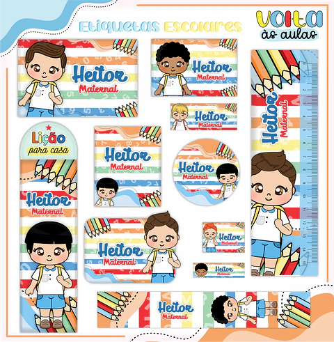 ARQUIVO ETIQUETA ESCOLAR ALUNINHOS - LINA