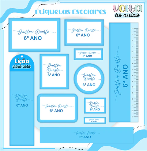 ARQUIVO ETIQUETA ESCOLAR NEUTRO AZUL - LINA