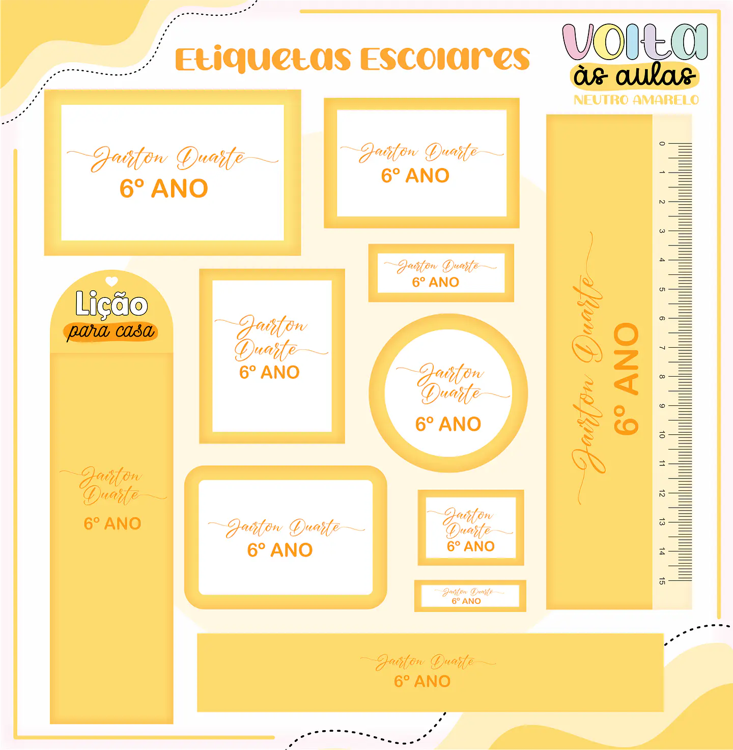 ARQUIVO ETIQUETA ESCOLAR NEUTRO AMARELO - LINA 1