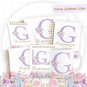 ARQUIVO ENCADERNAÇÃO BABY ALFABETO FLORAL LILÁS - PAMELLA