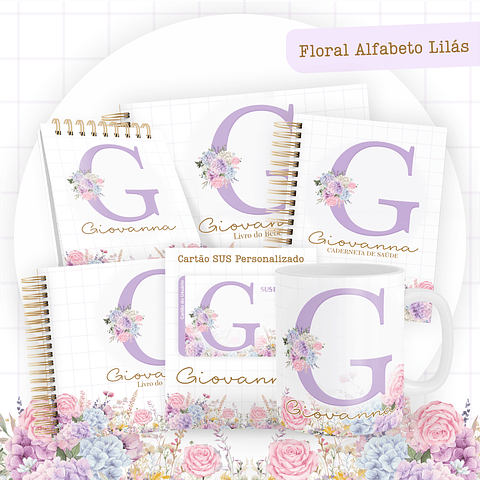 ARQUIVO ENCADERNAÇÃO BABY ALFABETO FLORAL LILÁS - PAMELLA