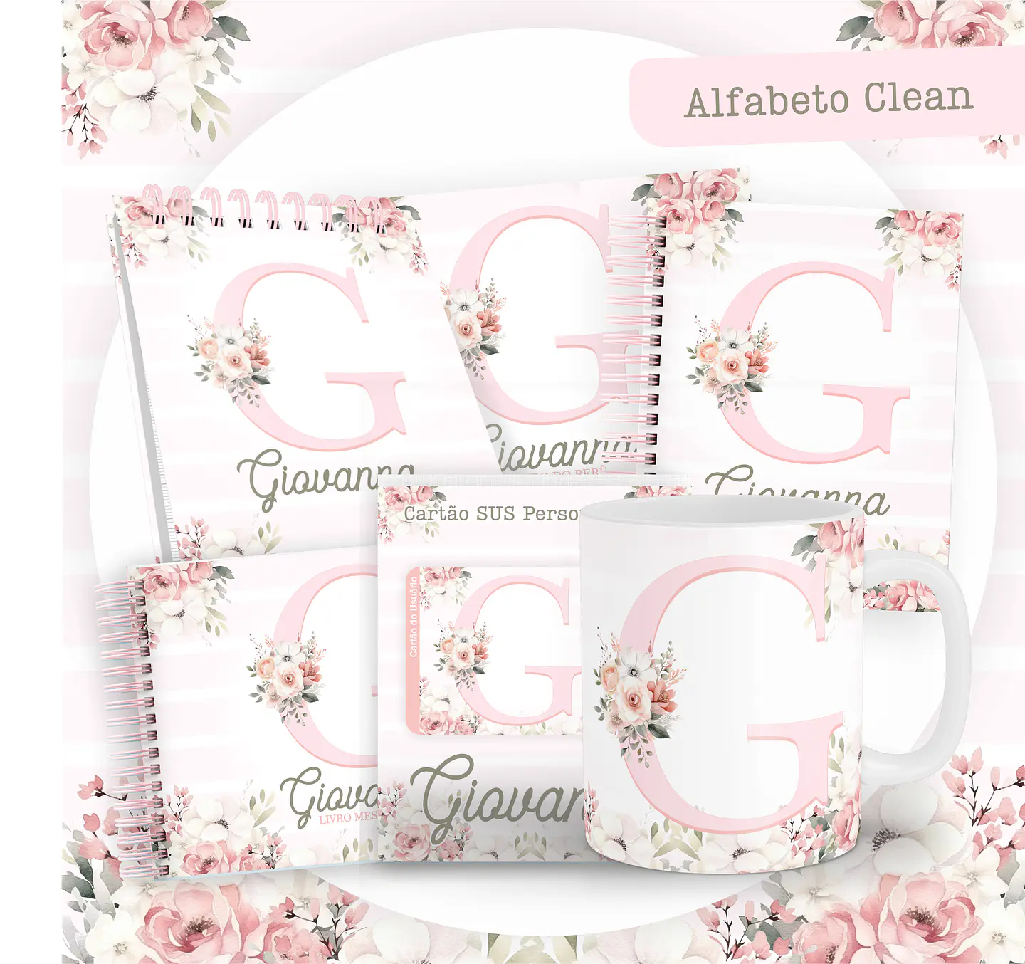 ARQUIVO ENCADERNAÇÃO BABY ALFABETO CLEAN ROSA - PAMELLA 1