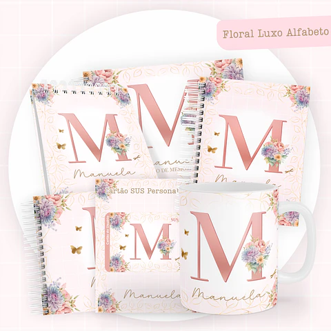 ARQUIVO ENCADERNAÇÃO BABY FLORAL LUXO ALFABETO - PAMELLA