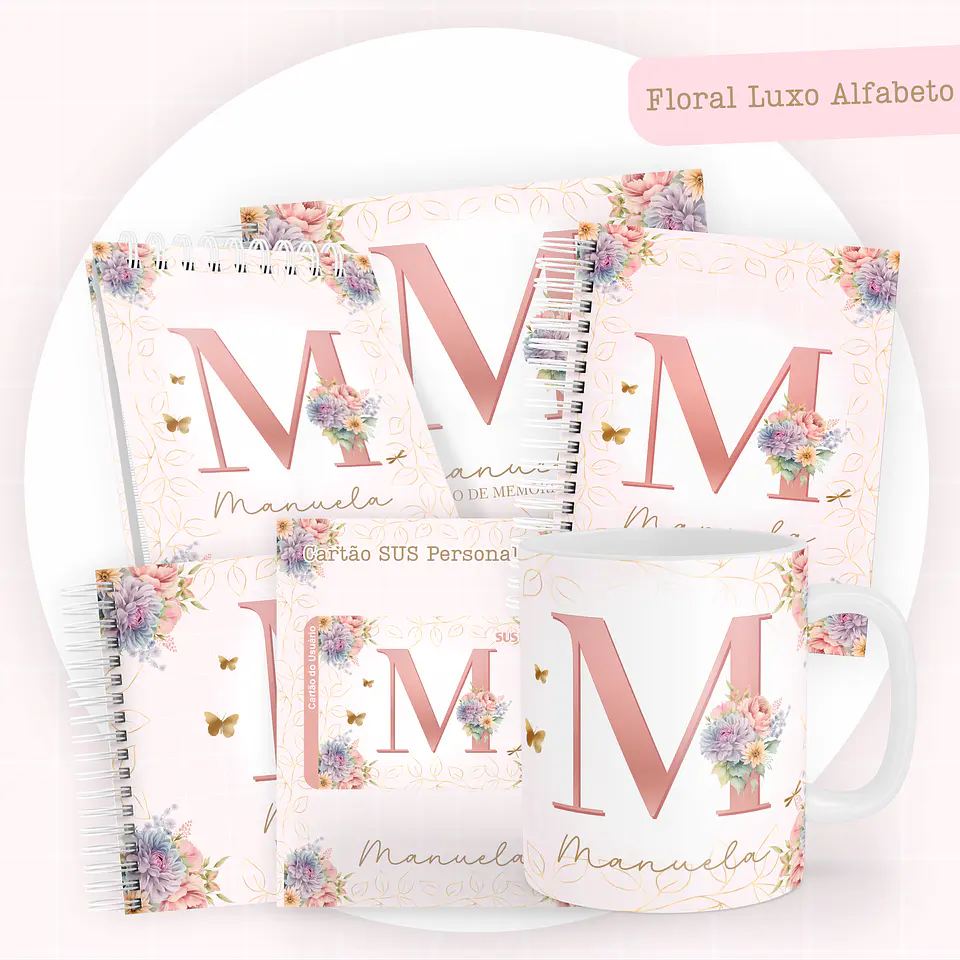 ARQUIVO ENCADERNAÇÃO BABY FLORAL LUXO ALFABETO - PAMELLA 1