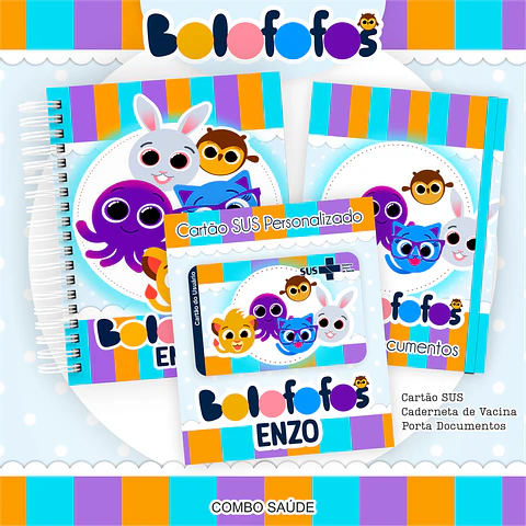 Arquivo Kit Saúde Bolofofo, Caderneta de Vacina, Cartão SUS e Porta Documento- PAMELLA