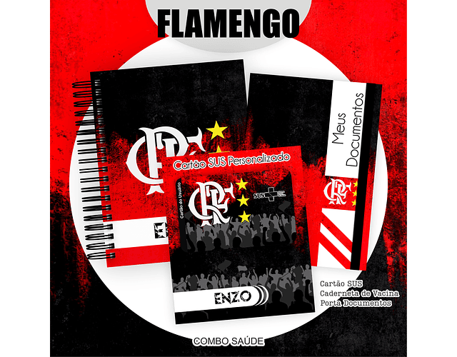 Arquivo Kit Saúde Flamengo, Caderneta de Vacina, Cartão SUS e Porta Documento- PAMELLA