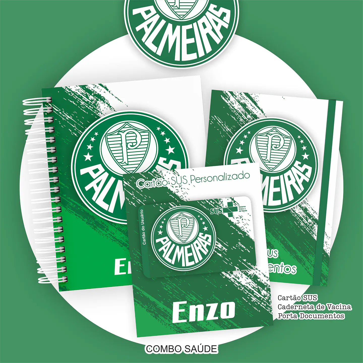 Arquivo Kit Saúde Palmeiras, Caderneta de Vacina, Cartão SUS e Porta Documento- PAMELLA 1