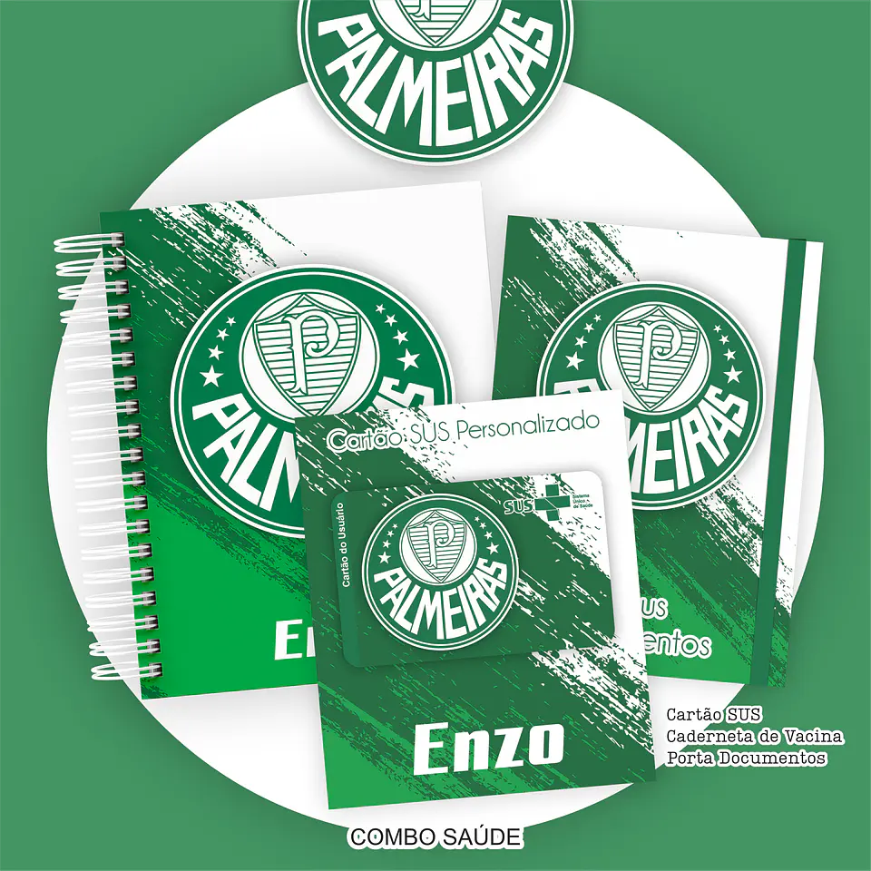 Arquivo Kit Saúde Palmeiras, Caderneta de Vacina, Cartão SUS e Porta Documento- PAMELLA 1
