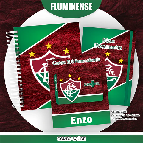 Arquivo Kit Saúde Fluminense, Caderneta de Vacina, Cartão SUS e Porta Documento- PAMELLA