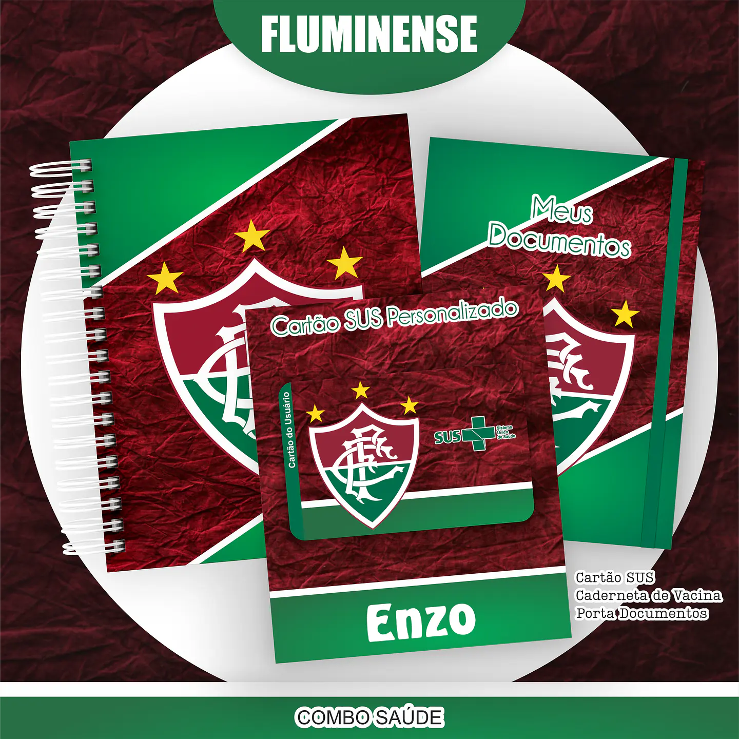 Arquivo Kit Saúde Fluminense, Caderneta de Vacina, Cartão SUS e Porta Documento- PAMELLA 1