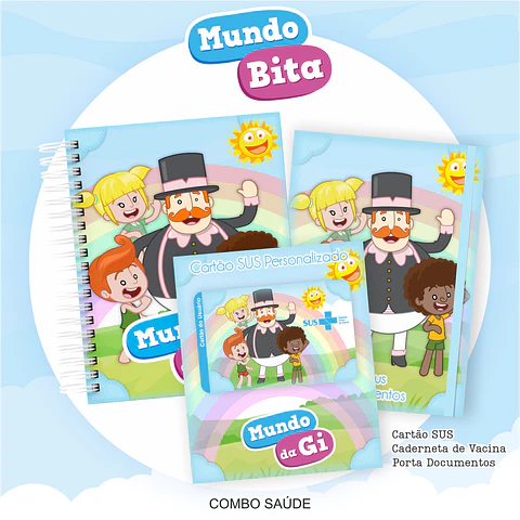 Arquivo Kit Saúde Mundo Bita, Caderneta de Vacina, Cartão SUS e Porta Documento- PAMELLA