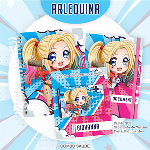 Arquivo Kit Saúde Arlequina Caderneta de Vacina, Cartão SUS e Porta Documento- PAMELLA