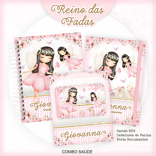 Arquivo Kit Saúde Reino das Fadas Caderneta de Vacina, Cartão SUS e Porta Documento- PAMELLA