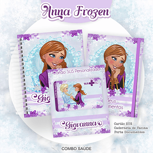 Arquivo Kit Saúde Anna Frozen Caderneta de Vacina, Cartão SUS e Porta Documento- PAMELLA
