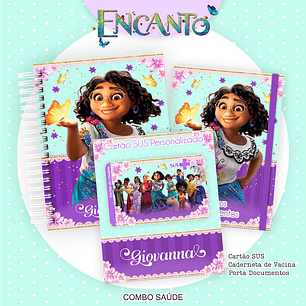 Arquivo Kit Saúde Encanto Caderneta de Vacina, Cartão SUS e Porta Documento- PAMELLA